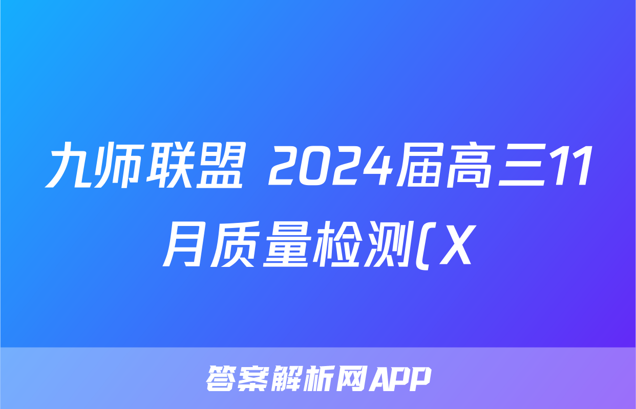 九师联盟 2024届高三11月质量检测(X)(政治)试卷答案